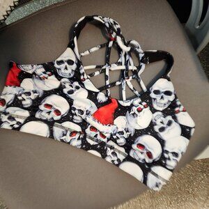 Constantly Varied Gear - Skulls Christmas Hats Butterfly Back Bra